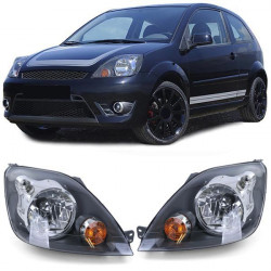 Faruri H4 negru cu motoraș pereche pentru FORD Fiesta JH JD 05-07