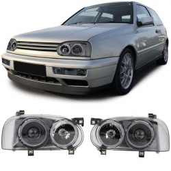 Faruri față negru-fumuriu pentru VW Golf 3 91-97