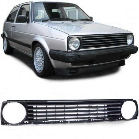 Body kit și tuning vizual Grilă radiator fără logo crom-negru pentru VW Golf 2 83-91 | race-shop.ro