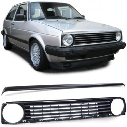 Grilă radiator fără emblemă negru-crom cu spoiler de grilă pentru VW Golf 2 83-91