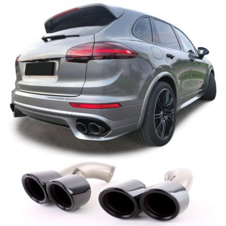 Ornamente tobe Tipsuri evacuare duble, GTS Optics negru pentru Porsche Cayenne 92A Facelift 14-17 | race-shop.ro
