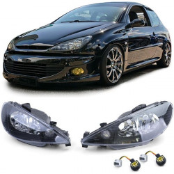 RACES faruri pentru adapter Peugeot 206 all models 98 (H7), transparent, negru