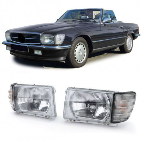 Iluminare auto Faruri cu LWR (pereche) cu semnalizator alb pentru Mercedes SL R107 SLC C107 | race-shop.ro