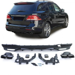 RACES difuzor bară spate (Sport) pentru Mercedes GLE W166 15-18 (evacuare 2+2), negru