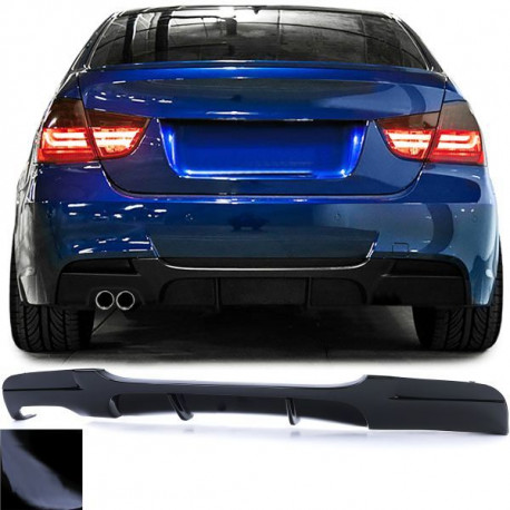 Body kit și tuning vizual Difuzorul spate cu tips dublu negru-lucios pentru BMW 3 Series E90 05-12 | race-shop.ro