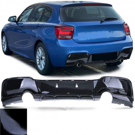 Body kit și tuning vizual RACES difuzor bară spate (Sport Performance) pentru BMW 1 Series F20 F21 10-15, negru lucios | race-shop.ro