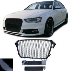 RACES grilă (Honeycomb) pentru Audi A4 B8 8K facelift 11-15, negru lucios