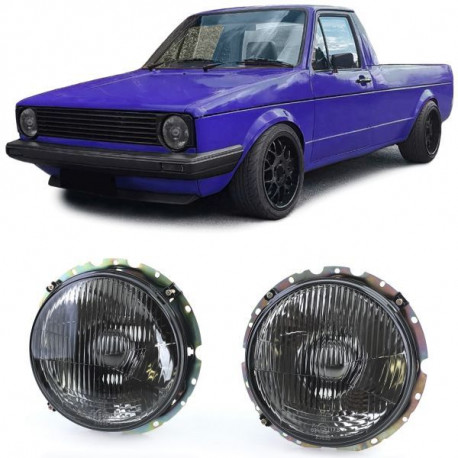 Iluminare auto Faruri negru-fumuriu pereche pentru VW Caddy I 82-92 + Jetta I 79-84 | race-shop.ro