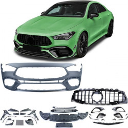 Bară protecție sport cu Grilă radiator negru-lucios pentru Mercedes CLA C118 din 19