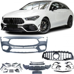 Bară protecție sport cu grilă neagră cromată lucioasă pentru Mercedes CLA X118 din 19
