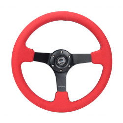Volan sport cu 3 spițe NRG, 350mm, alcantara, adâncime 75mm, roșu/negru