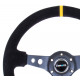 Volane sport NRG volan cu 3 spițe armat, velur și brațe cu găuri, (350mm), negru/galben | race-shop.ro