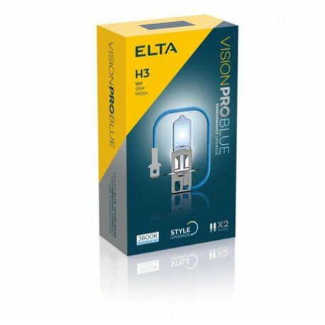Becuri auto ELTA VISION PRO 12V 55W becuri auto cu halogen PK22s H3 (2buc) | race-shop.ro