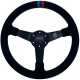 Volane sport Volan sport cu 3 spițe RACES MOTORSPORT, 350mm, piele întoarsă, adâncime 65mm, negru/albastru | race-shop.ro