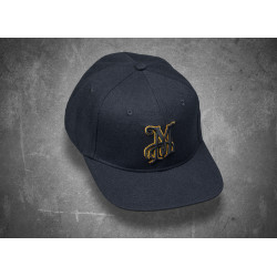 Meguiars "M" Logo Snapback - șapcă snapback neagră cu știft brodat 3D negru-auriu "M"