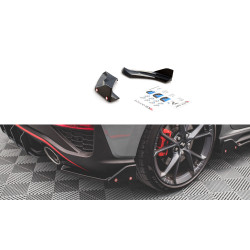 MAXTON DESIGN prelungiri laterale bară spate + flapsuri pentru Hyundai I30 N Hatchback Mk3 Facelift, negru lucios, V1