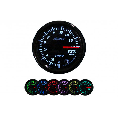 ADDCO 52mm, 7 Culori Ceas indicator ADDCO, temperatura gaze evacuare, 7 culori | race-shop.ro