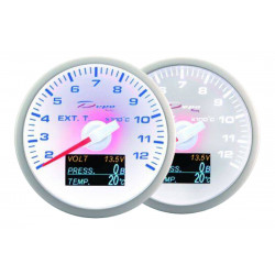 Ceas indicator DEPO Racing 4 în 1 de 60mm White – EGT + Presiune ulei + Temperatură ulei + Volt