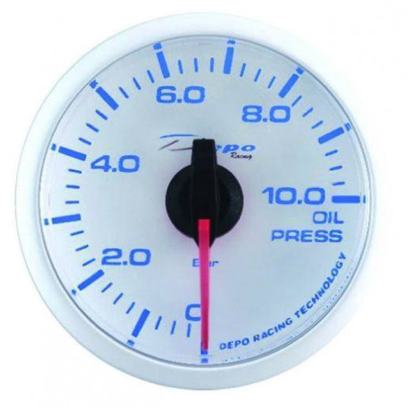Ceasuri bord DEPO super white 52mm Ceas indicator presiune ulei DEPO Racing - Seria Super White | race-shop.ro