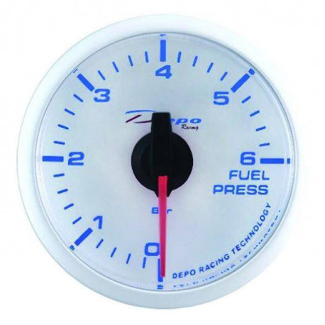Ceasuri bord DEPO super white 52mm Ceas indicator presiune combustibil DEPO Racing - Seria Super White | race-shop.ro