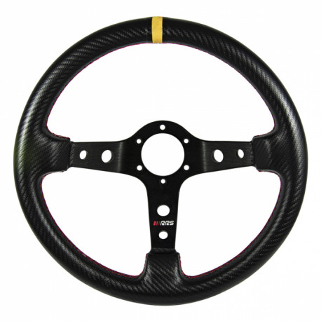 Volane sport Volan sport cu 3 spițe RRS Carbon 90, 350mm, carbon, grosime 37/29mm, adâncime 90mm, carbon/negru/galben | race-shop.ro