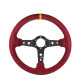 Volane sport Volan sport RRS Corsa,350mm, roșu piele suede - spițe gri, adâncime 90 | race-shop.ro