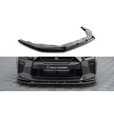 Body kit și tuning vizual MAXTON DESIGN prelungire bară față pentru Nissan GTR R35 Facelift, negru lucios, V2 | race-shop.ro