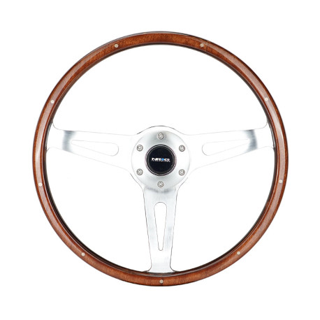 Volane sport NRG Wood grain 3-spoke mahogany Steering Wheel (365mm) - Lemn/Chrom | race-shop.ro