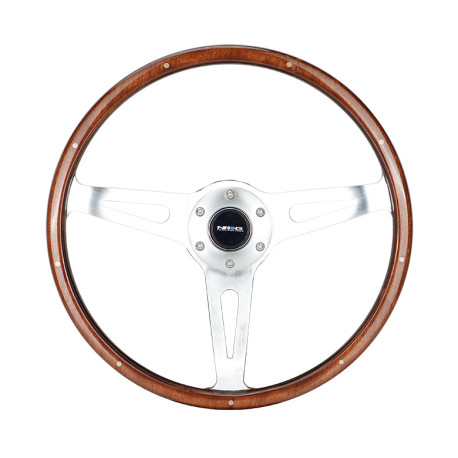 Volane sport NRG Wood grain 3-spoke mahogany Steering Wheel (380mm) - Lemn/Chrom | race-shop.ro