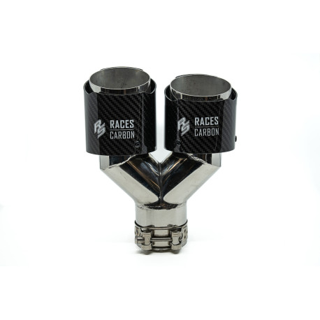 Ornament cu două ieșiri Ornament tobă RACES CARBON 2x89mm, intrare 63.5mm - Burnt | race-shop.ro