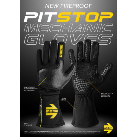 Mănuși Mănuși pentru mecanici MOMO PIT STOP (cusături interioare), negru/galben | race-shop.ro