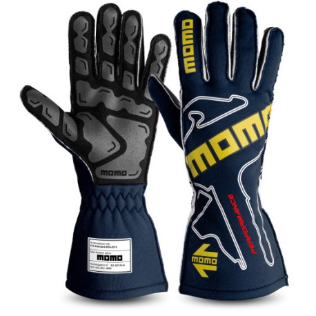 Mănuși Mănuși de curse MOMO PERFORMANCE cu omologare FIA (cusături exterior), albastru | race-shop.ro