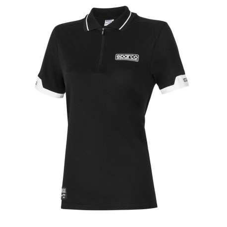 Tricouri SPARCO polo damă cu fermoar MY2024 - negru | race-shop.ro