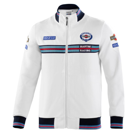Geci și hanorace Sparco MARTINI RACING men`s full zip sweatshirt, alb | race-shop.ro