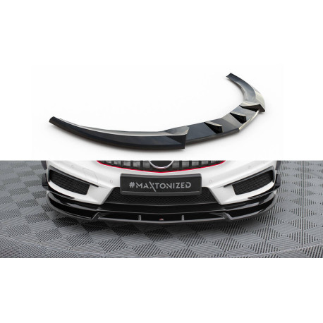 Body kit și tuning vizual MAXTON DESIGN prelungire bară față pentru Mercedes-Benz A45 AMG W176, negru lucios, V3 | race-shop.ro