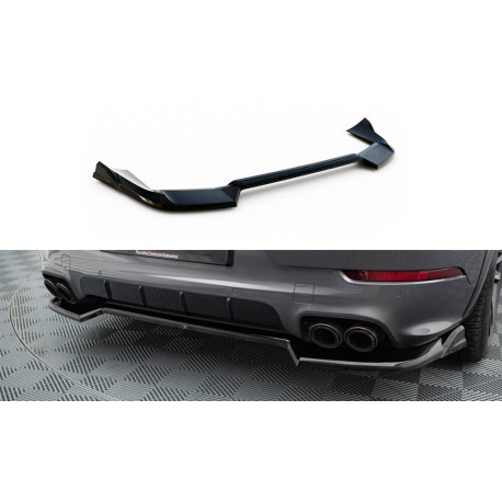 Body kit și tuning vizual MAXTON DESIGN prelungire centrală bară spate pentru Porsche Cayenne Mk3 Facelift, negru lucios | race-shop.ro