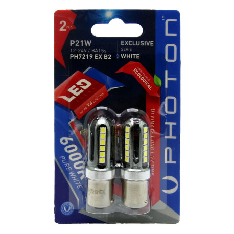 Becuri auto PHOTON LED EXCLUSIVE SERIES P21W bec auto 12-24V 21W BA15s CAN (2buc) | race-shop.ro