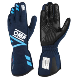Mănuși de curse OMP ONE EVO FX cu omologare FIA (cusături externe), albastru cian