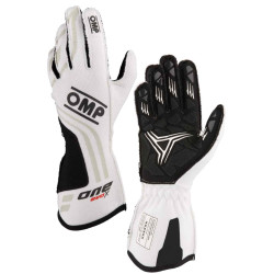Mănuși de curse OMP ONE EVO X my2024 cu omologare FIA (cusături externe) alb