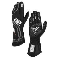 Mănuși de karting pentru copii cu omologare FIA OMP KS-X (cusături exterioare), negru