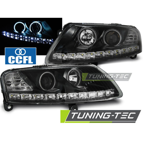 Iluminare auto FAURI ANGEL EYES LED NEGRU se potrivește AUDI A6 C6 04.04-08 | race-shop.ro