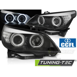 HEADLIGHTS ANGEL EYES CCFL NEGRU LED INDICATOR se potrivește BMW E60/E61 03-07