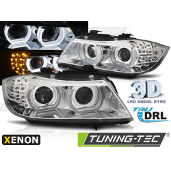 FARURI XENON ANGEL EYES LED DRL CHROME se potrivește BMW E90/E91 09-11