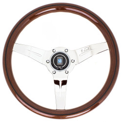 Nardi Deep Corn Steering Wheel, Wood, 50mm Adâncime, 330mm, chrome spokes