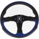 Volane sport Volan sport cu 3 spițe Nardi Leader, 350mm, piele, fără adâncime, negru/albastru | race-shop.ro