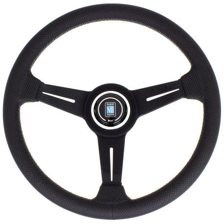 Volane sport Nardi Classic ND34 Steering Wheel, 40mm Adâncime, spițe negre, piele perforata neagra | race-shop.ro