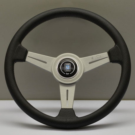 Volane sport Nardi Classic ND34 Steering Wheel, 40mm Adâncime, spițe din satin, piele perforata neagra | race-shop.ro