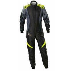 Combinezon de karting pentru copii cu omologare FIA OMP KS-2X ART, negru/fluo/galben