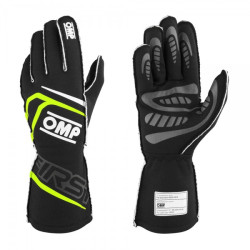 Mănuși de curse cu omologare FIA OMP FIRST (cusături exterioare), negru/galben fluo