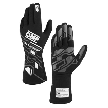 Mănuși Mănuși de curse cu omologare FIA OMP SPORT (cusături interioare), negru/alb | race-shop.ro